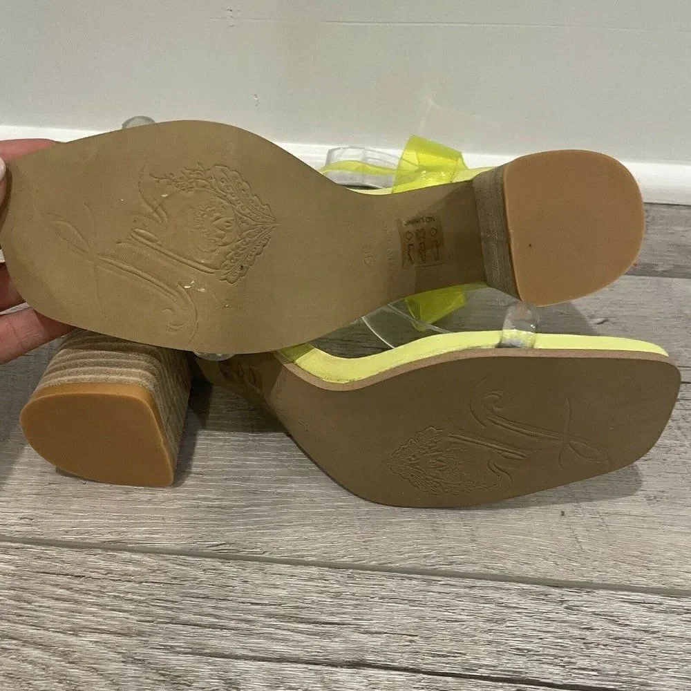 Free‎ People Block Heel Sandal Womens 36 Yellow Natal Transparent NEW